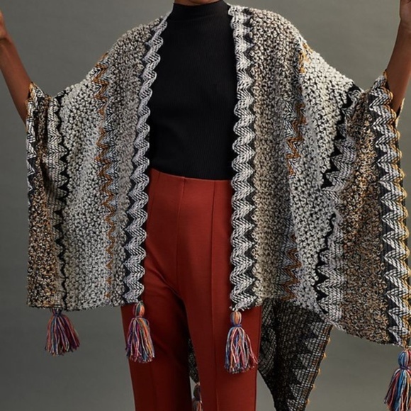 Anthropologie Fringe Knit Kimono - Picture 3 of 10